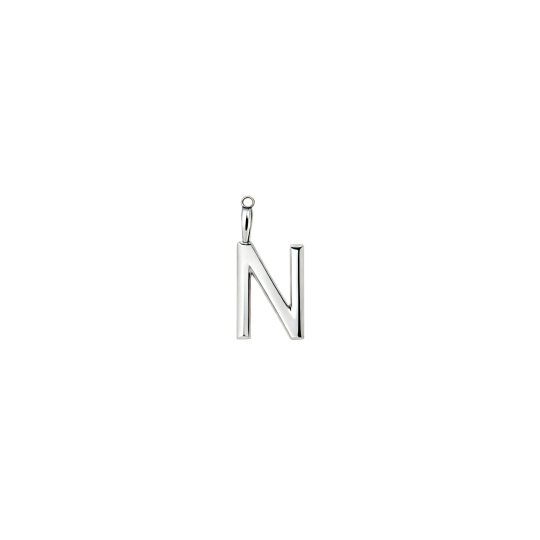 10K White Gold Personalized Initial Letter Pendant Charms with Initial Letter N