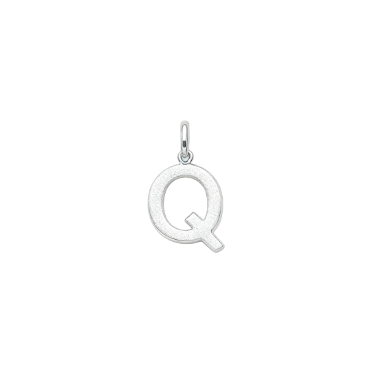 10K White Gold Personalized Initial Letter Pendant Charms with Initial Letter Q