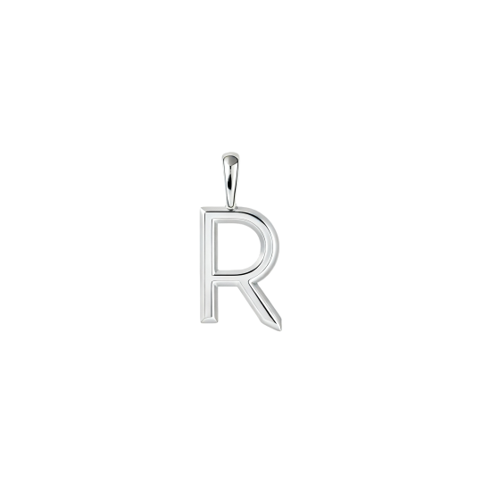 10K White Gold Personalized Initial Letter Pendant Charms with Initial Letter R