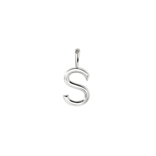 10K White Gold Personalized Initial Letter Pendant Charms with Initial Letter S