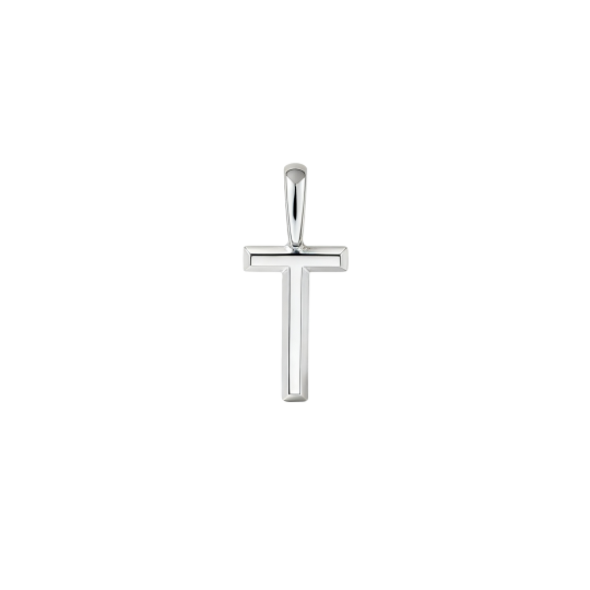 10K White Gold Personalized Initial Letter Pendant Charms with Initial Letter T
