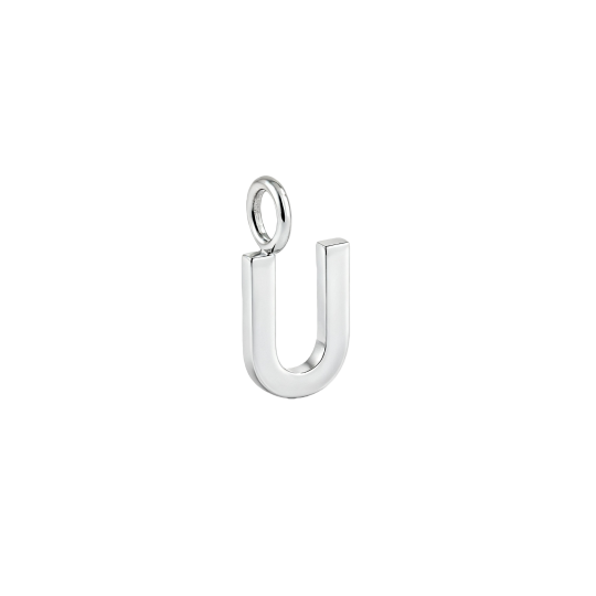 10K White Gold Personalized Initial Letter Pendant Charms with Initial Letter U