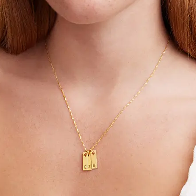 Collar con inicial personalizada en oro de 14 quilates para mujer-3