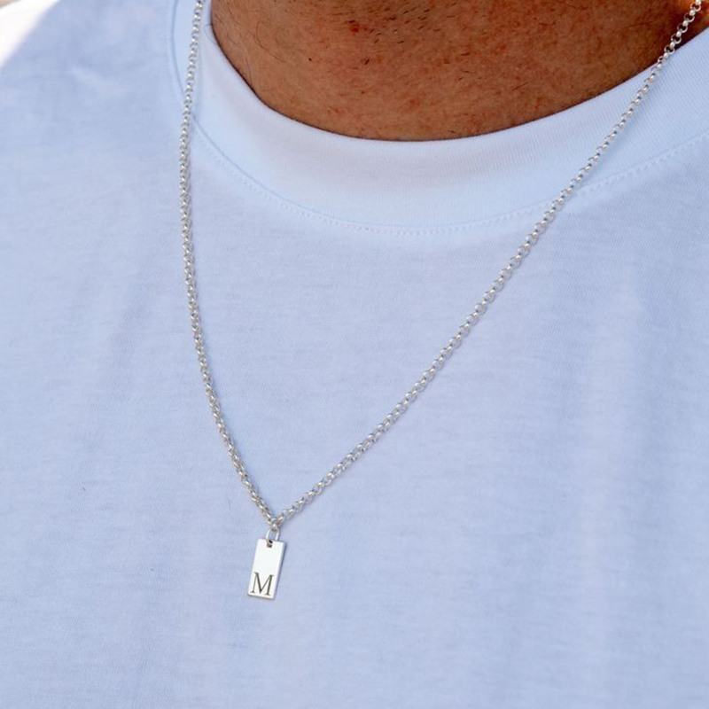 14K White Gold Personalized Initial Letter Pendant Necklace-2