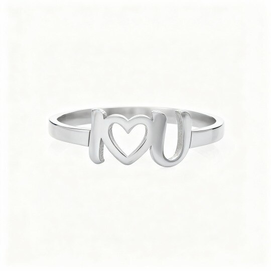 10K witgouden gepersonaliseerde ring met beginletter