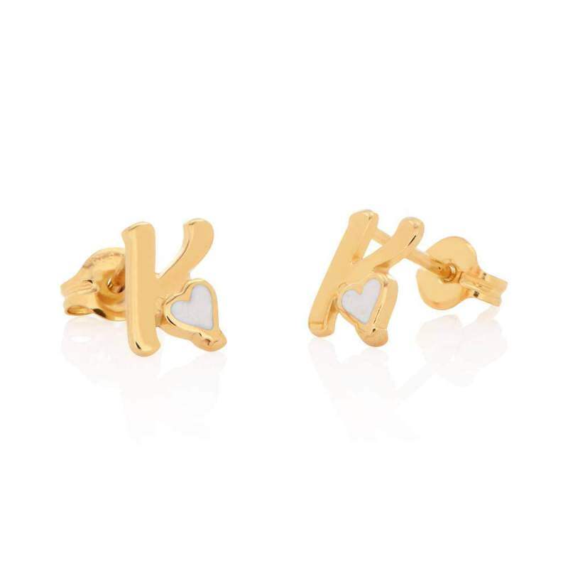 Boucles d'oreilles puces personnalisées en or 9 carats avec initiale pour femmes-1