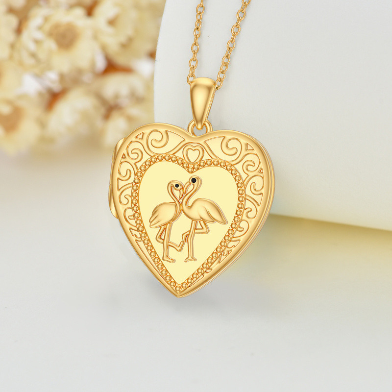 Colar com pendente coração e foto personalizada em ouro 10K-3