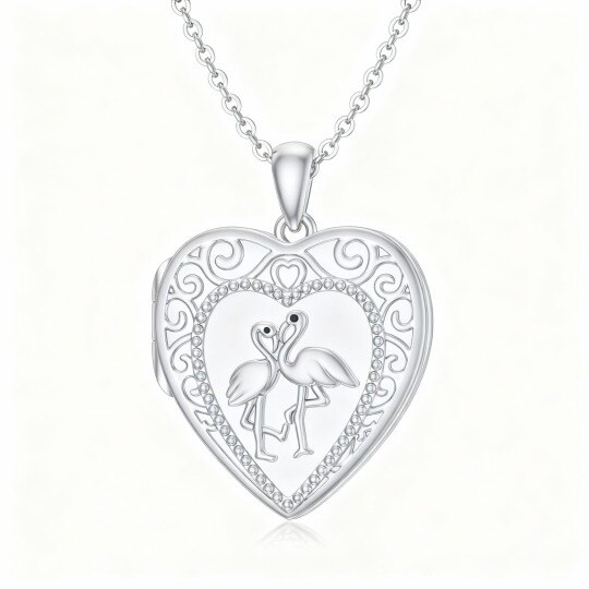 Collar con colgante de corazón y foto personalizada en oro blanco de 10 quilates