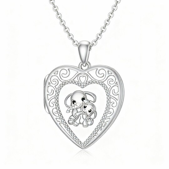 Collar con medallón personalizado de oro blanco de 10 quilates con foto y corazón
