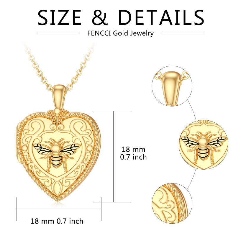 Naszyjnik z personalizowanym zdjęciem w kształcie serca ze złota 18K dla kobiet-5