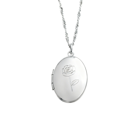 Collar con medallón personalizado de oro blanco de 10 quilates con foto.
