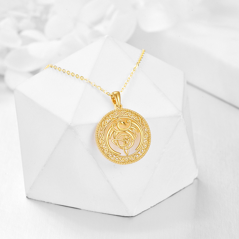 Collier pendentif phénix et nœud celtique en or 18 carats-3