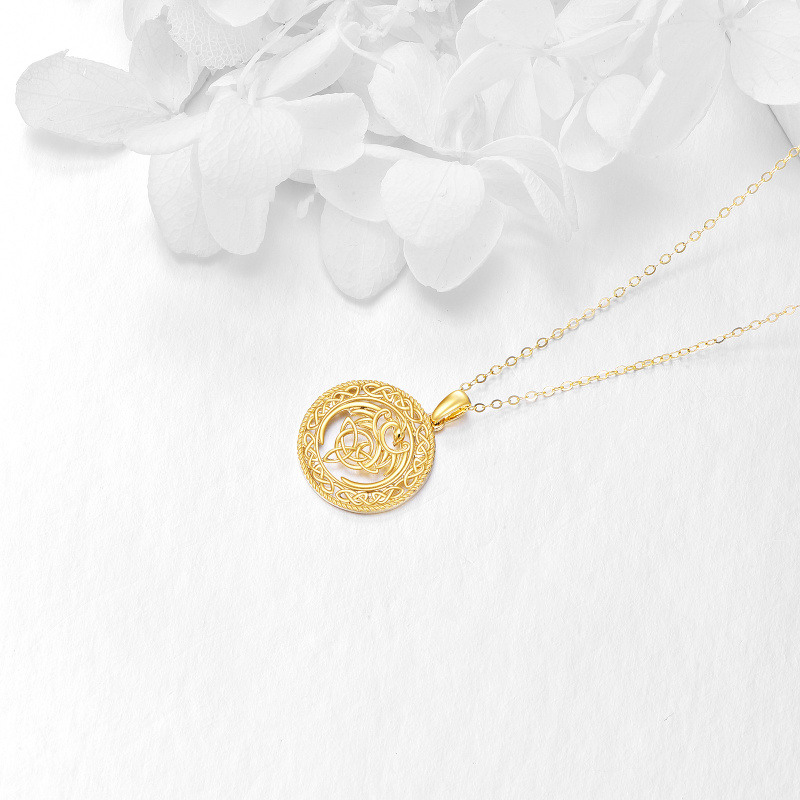 Collier pendentif phénix et nœud celtique en or 18 carats-4