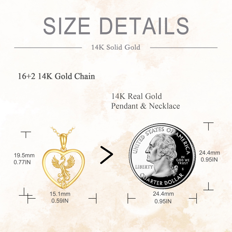 10K White Gold Phoenix & Heart Pendant Necklace-5