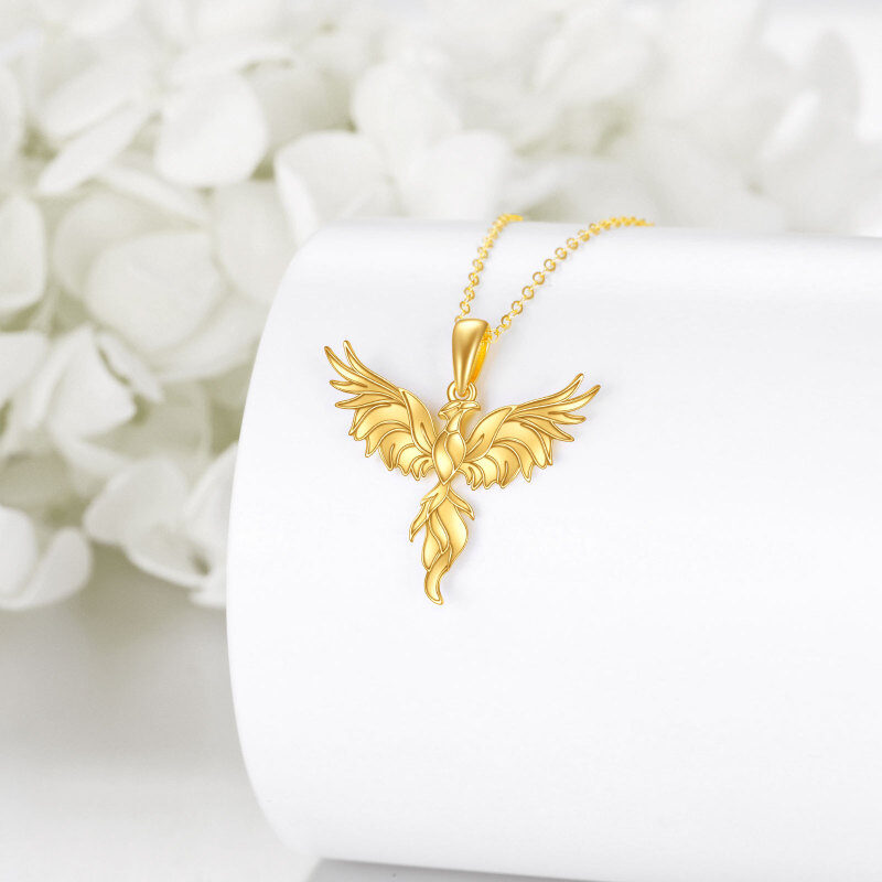 14K Rose Gold Phoenix Pendant Necklace-4