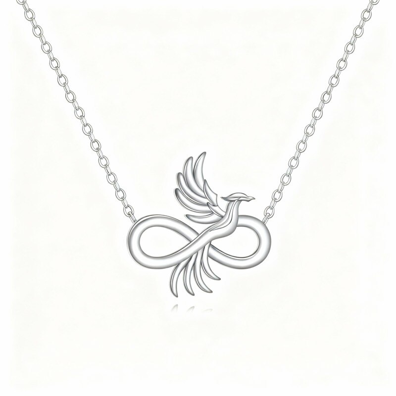 10K White Gold Phoenix Pendant Necklace-18