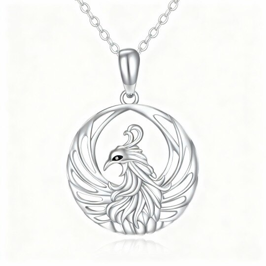 Collier pendentif phénix en or blanc 10 carats