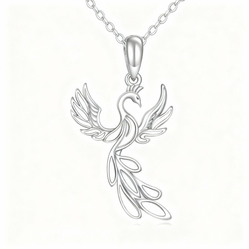 10K White Gold Phoenix Pendant Necklace-7