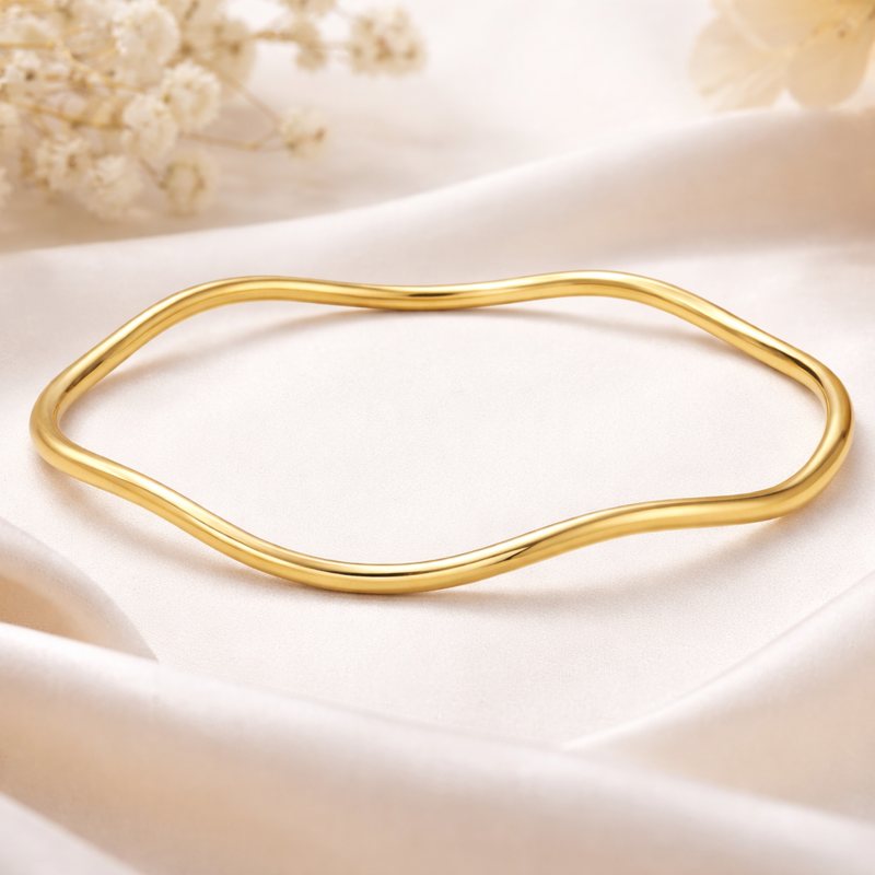 Pulsera rígida lisa de oro rosa de 18 quilates-3