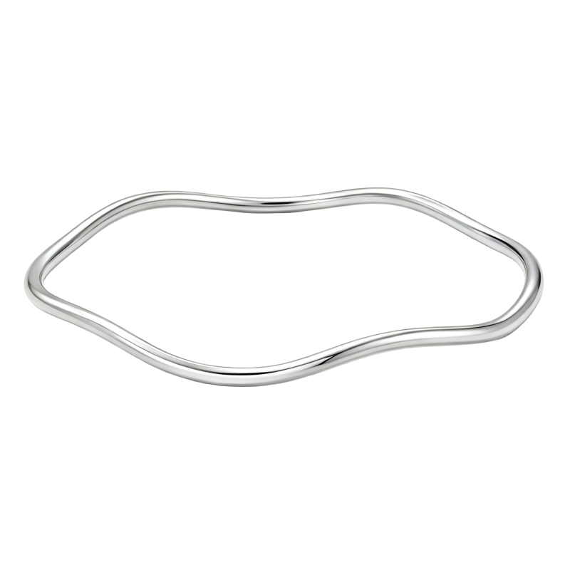Pulsera rígida lisa de platino con baño de oro blanco-1