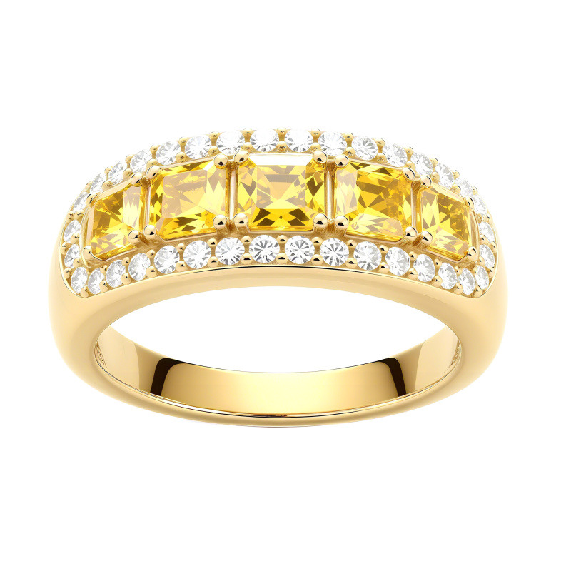 Bague de fiançailles en or rose 10 carats, taille princesse-3