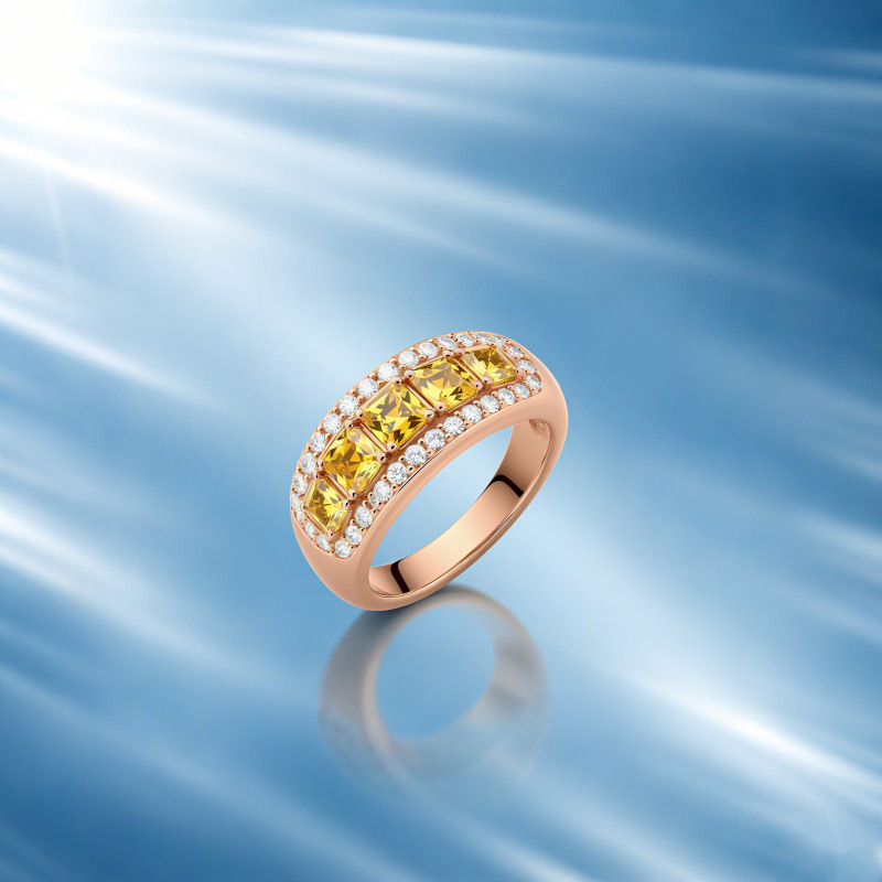 Bague de fiançailles en or rose 10 carats, taille princesse-4