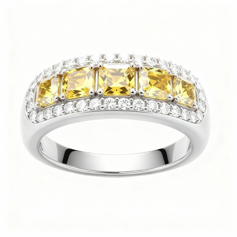 Bague de fiançailles en or blanc 10 carats, taille princesse-3