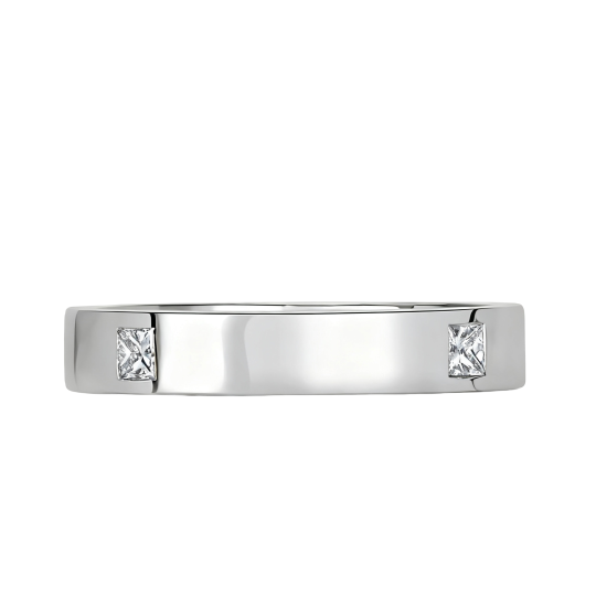 10K witgouden herenring met princess-geslepen diamant.