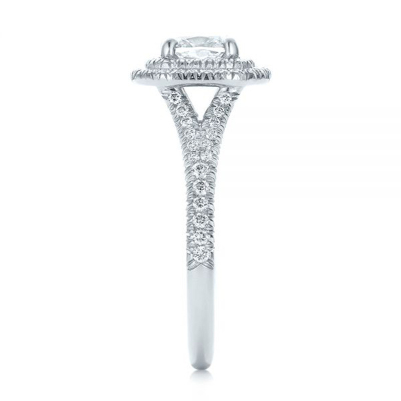 10K White Gold 2 CT Princess Moissanite Personalized Engraving Wedding Ring-4