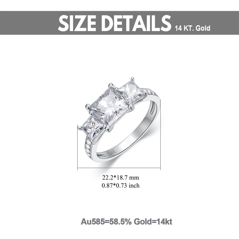 Anillo de compromiso cuadrado de oro blanco de 14 quilates con moissanita en forma de princesa-6