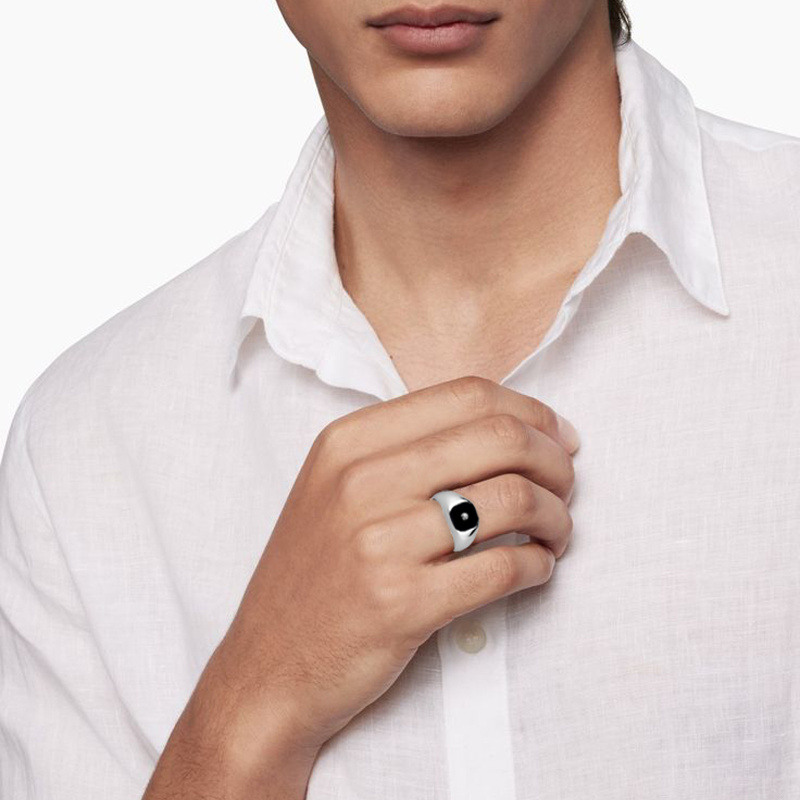 Bague en or rose 10 carats, taille princesse, pour homme-2
