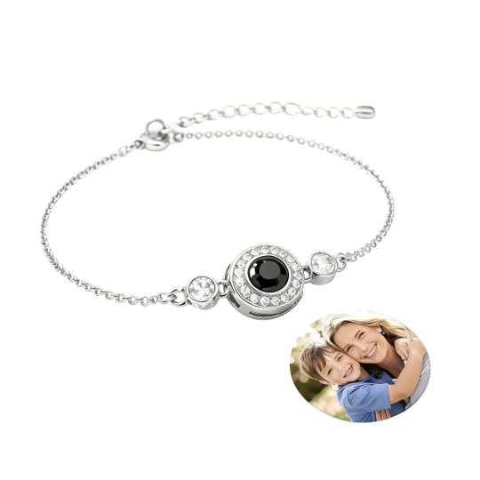 10K White Gold Projection Stone Personalized Projection Charm Bracelet