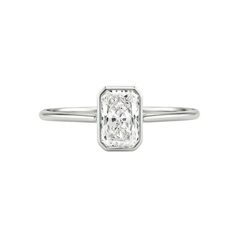 Anillo de compromiso personalizado de oro blanco de 10 quilates con diamante cultivado en laboratorio de talla radiante, color D, claridad VVS1, certificado por IGI 3EX.-19