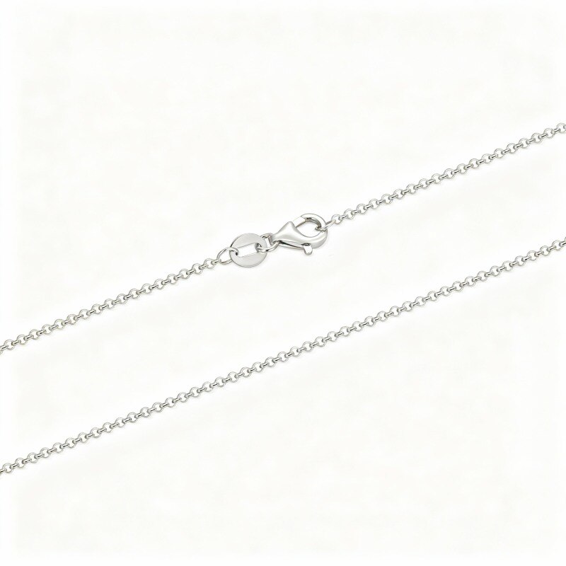 14K White Gold Rolo Chain Necklace-1