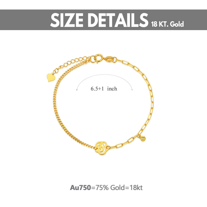 Pulseira com pendente de rosa e bola em ouro rosa 10K-5