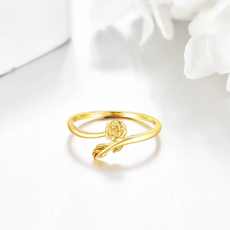 Bague ouverte rose en or 10 carats-3