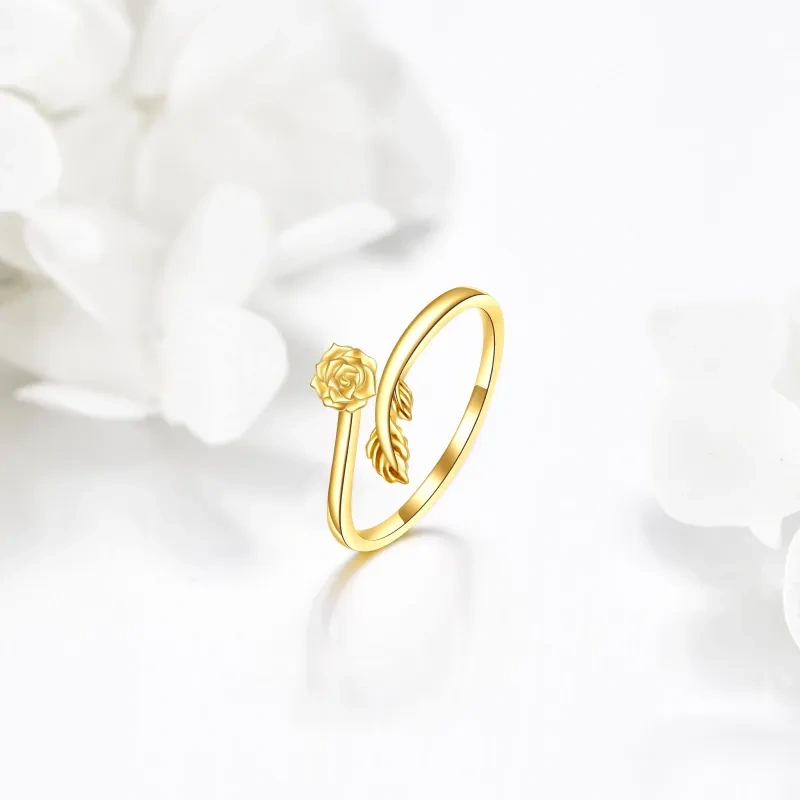 Bague ouverte rose en or 10 carats-4