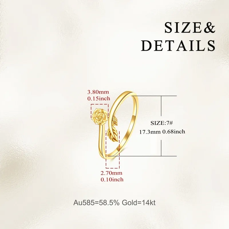 Bague ouverte rose en or 10 carats-5