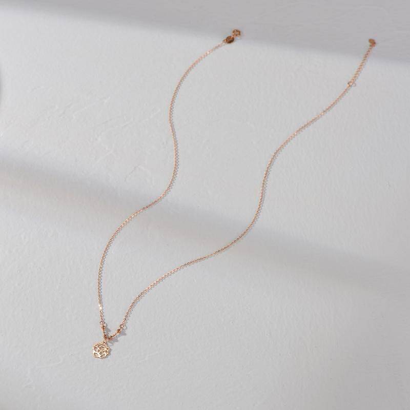 18K Gold Rose Pendant Necklace-5