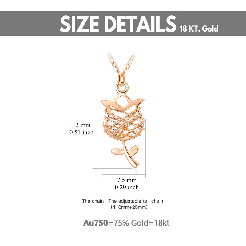 18K Rose Gold Rose Pendant Necklace For Women-6