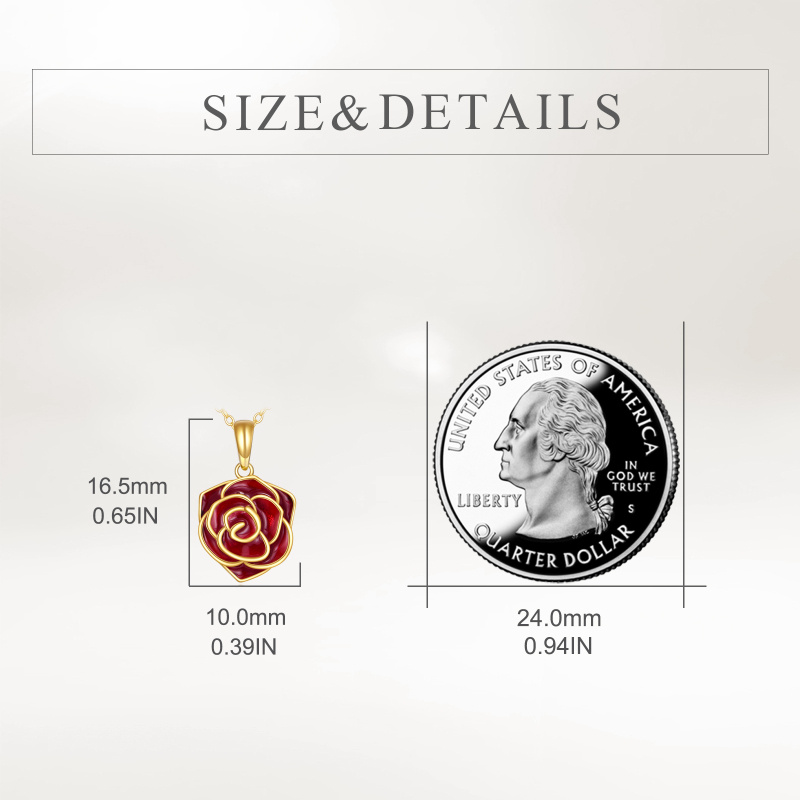 Naszyjnik z wisiorkiem w kształcie róży ze złota 18K-5