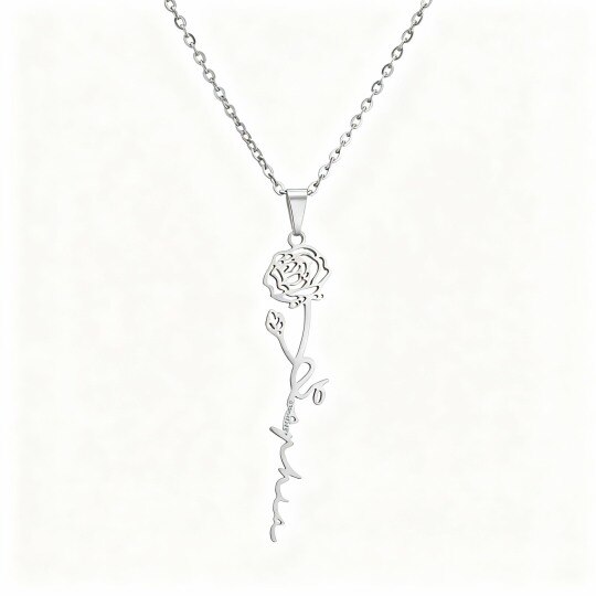 Collar con colgante de rosa de oro blanco de 10 quilates
