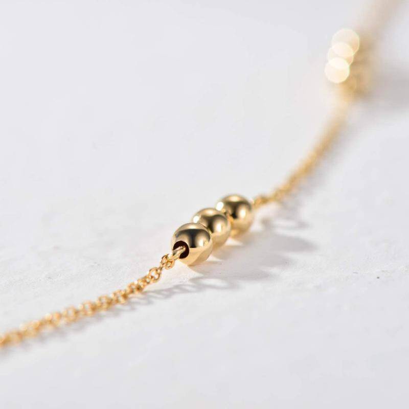 14K Gold Round Bead Station Chain Bracelet-2