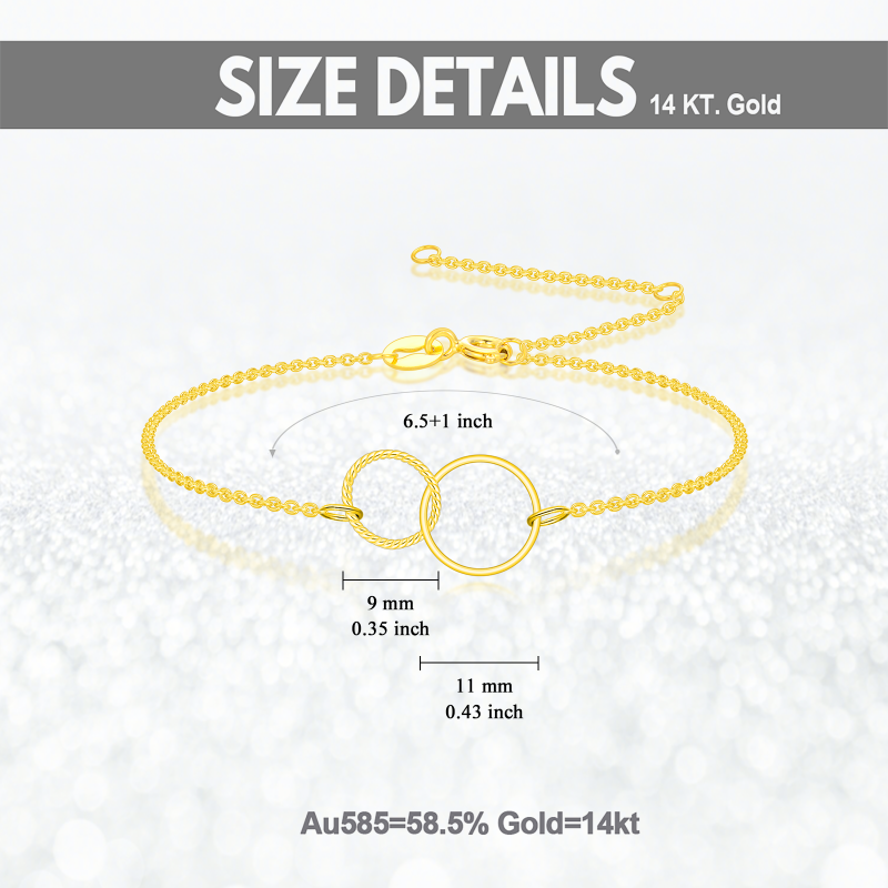 Pulsera con dije de anillo redondo de oro de 10 quilates-5