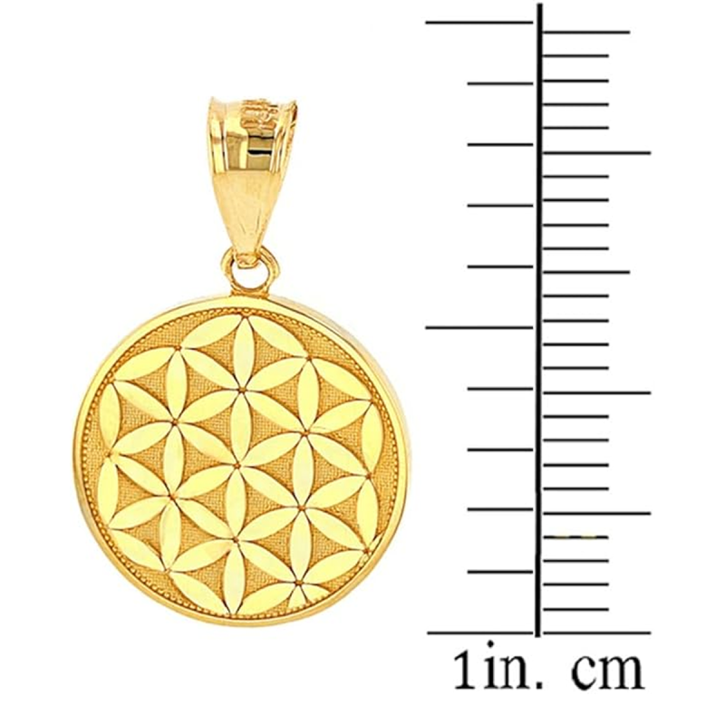 Collar con moneda redonda de oro blanco de 10 quilates-3
