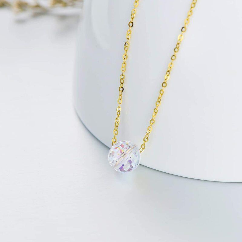 Collier pendentif sphérique en or 10 carats avec cristal de forme circulaire-4