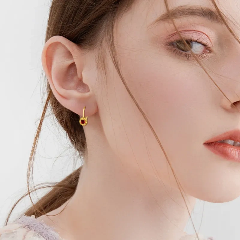 Boucles d'oreilles à fermoir à levier en or jaune 18 carats avec perles rondes en zircone cubique-2