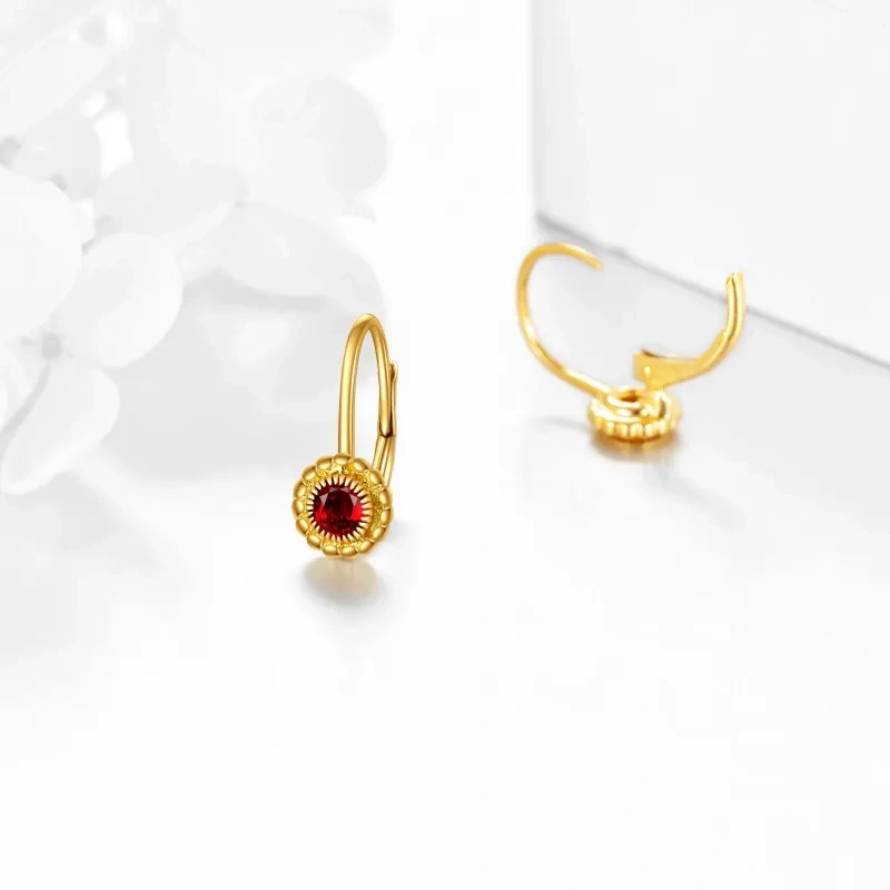 Boucles d'oreilles à fermoir à levier en or jaune 18 carats avec perles rondes en zircone cubique-4