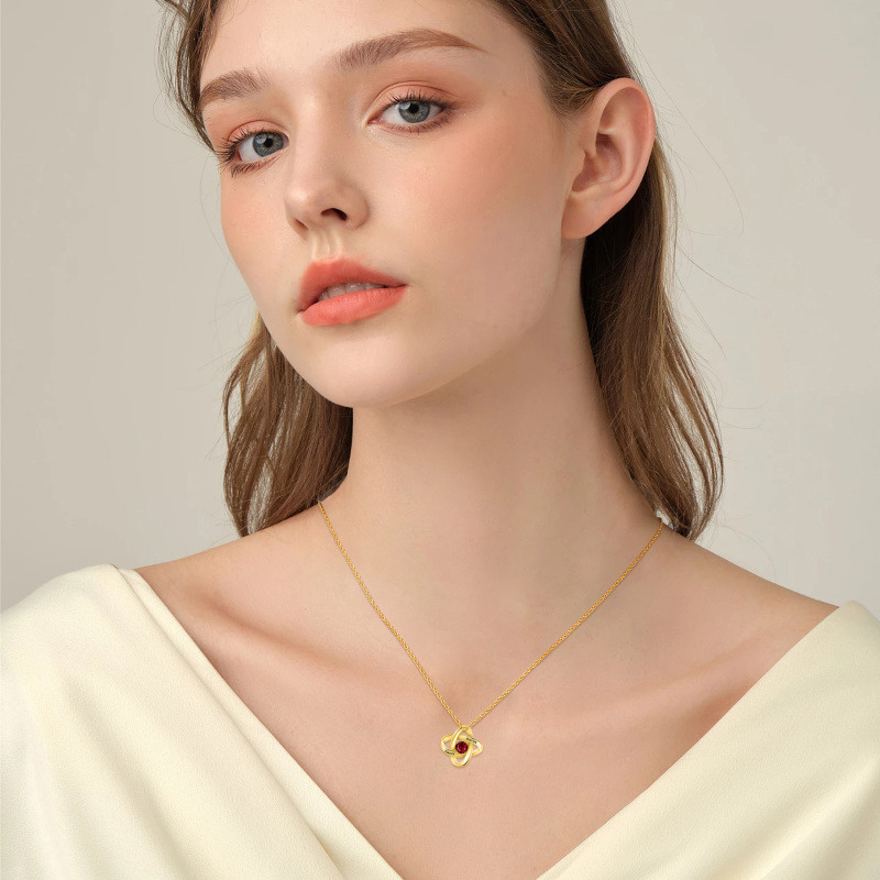 Collar con colgante de nudo celta redondo de oro de 10 quilates y circonita cúbica-2