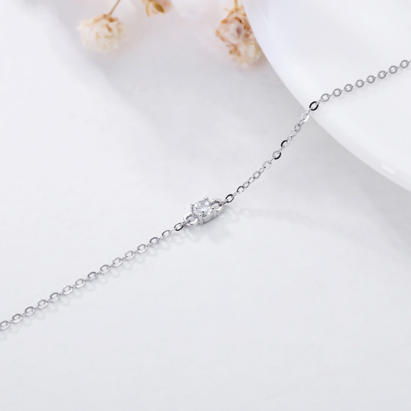 18K Gold Round Cut Cubic Zirconia Chain Bracelet-4